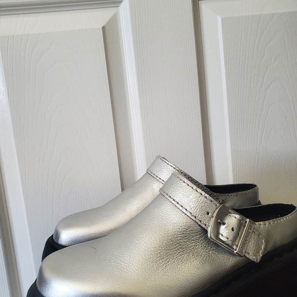 Silver Dr Martens Sling Back Mules - Picture 15 of 16